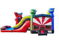 Flame Resistant Inflatable Jumping Castle / 5 In 1  Bouncy Castle With Slide